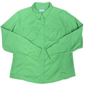 Women's COLUMBIA Omni-Shade Green Button-Down‎ Shirt- Size Extra Large